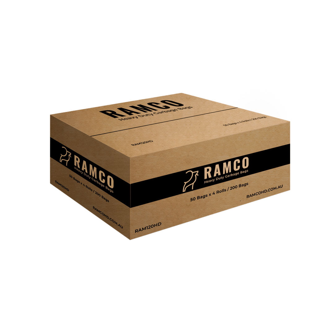 RAMCO 120L Heavy Duty Black Garbage Bags Carton of 200 (Roll)
