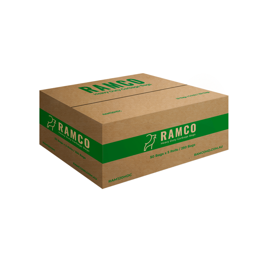 RAMCO 120L Heavy Duty Clear Garbage Bags Carton of 250 (Roll)