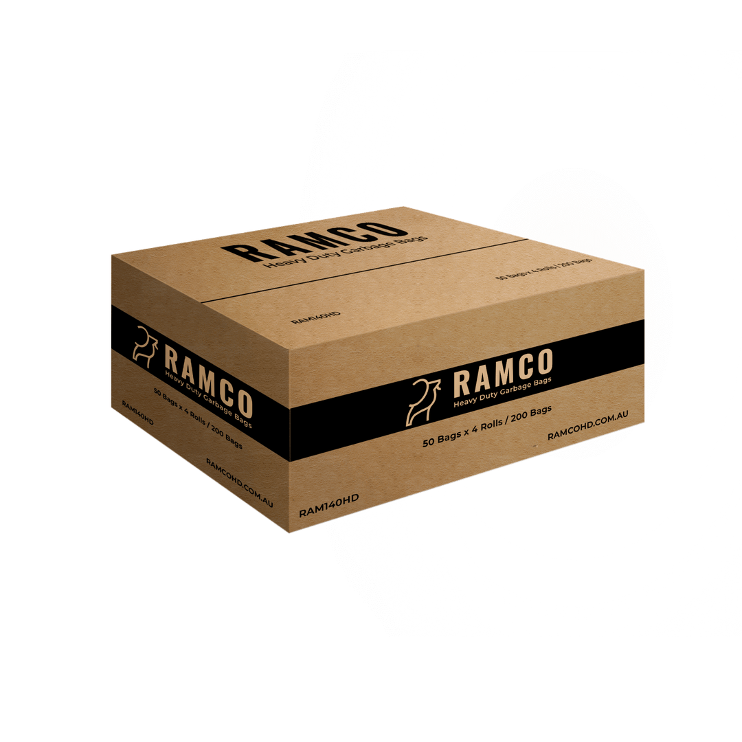 RAMCO 140L Heavy Duty Black Garbage Bags Carton of 200 (Roll)