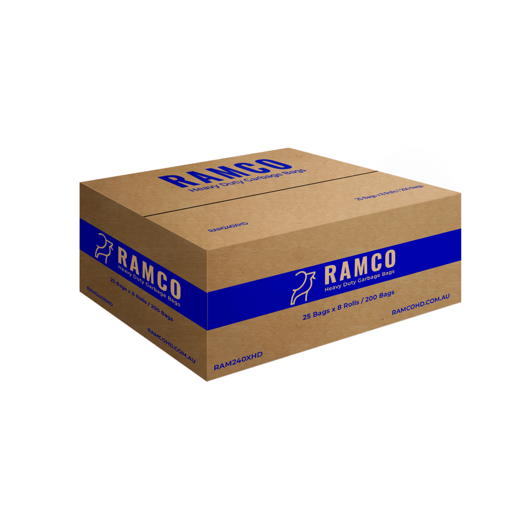 RAMCO 240L Extra Heavy Duty Black Garbage Bags Carton of 100 (Roll)
