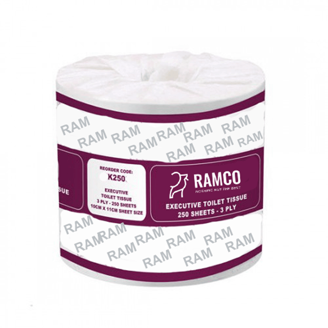 RAMCO  3 Ply 250 Sheet Executive Toilet Paper Carton of 48