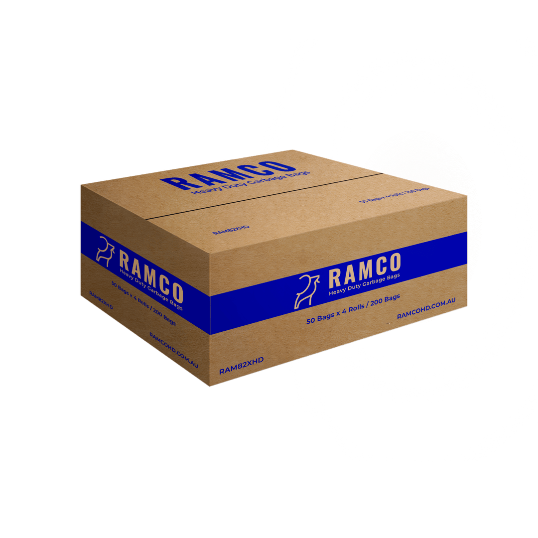 RAMCO 82L Extra Heavy Duty Black Garbage Bags Carton of 200 (Roll)