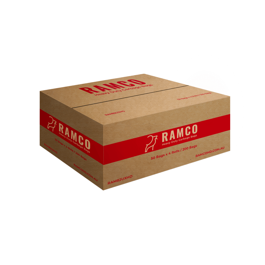 RAMCO 82L Ultra Extra Heavy Duty Black Garbage Bags Carton of 200 (Roll)
